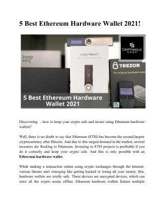 5 Best Ethereum Hardware Wallet 2021