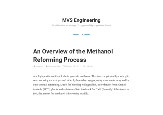 An Overview of the Methanol Reforming Process