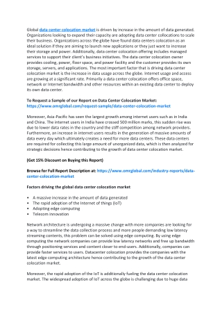 Data Center Colocation Market  Size, Segmentation, Share, Forecast, Analysis, Industry Report to 2019-2025