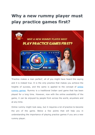 Reasons to practice games as a new rummy player