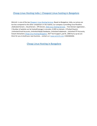 Best Web Linux Hosting Services | Web Hosting Services In Bangalore