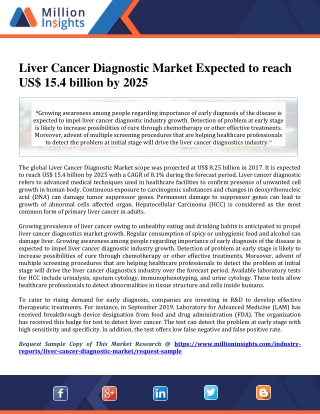 Liver Cancer Diagnostic Market Expected to reach US$ 15.4 billion by 2025