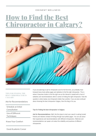 How to Find the Best Chiropractor in Calgary?
