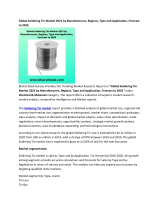 Global Soldering Tin Market Forecast to 2026