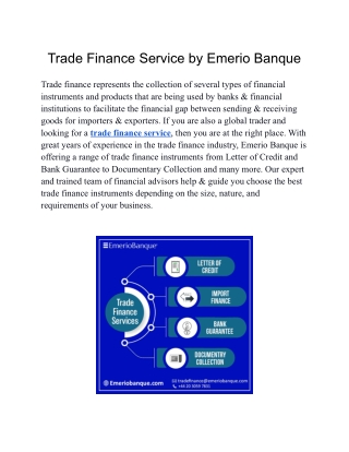 Trade Finance Service by Emerio Banque