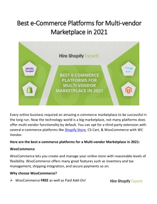 Best e-Commerce Platforms for Multi-vendor Marketplace in 2021