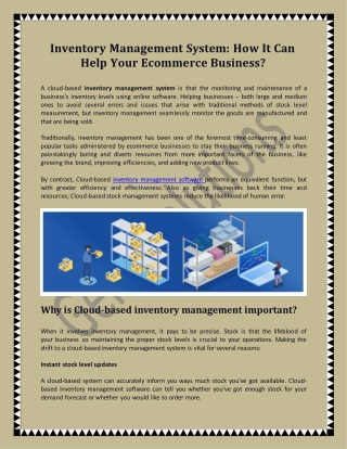 Inventory Management System - How It Can Help Your Ecommerce Business