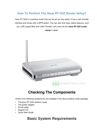 How To Perform The Asus RT-G32 Router Setup?