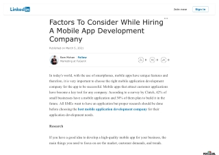 Factors To Consider While Hiring A Mobile App Development Company