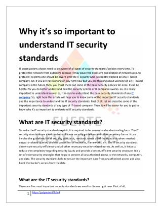 Why it’s so important to understand IT security standards