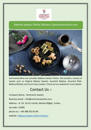 Baklava Sweets Online Delivery |Semiramisonline.com