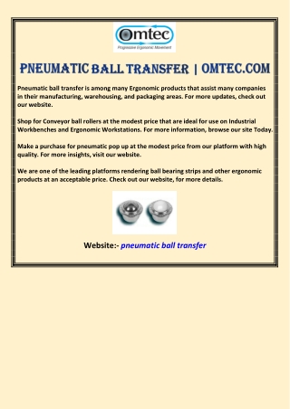 Pneumatic ball transfer | Omtec.com