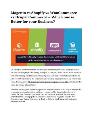 Which E-Commerce platform is the best for your business?