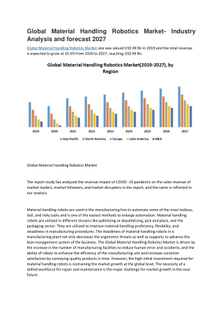 Global Material Handling Robotics Market- Industry Analysis and forecast 2027