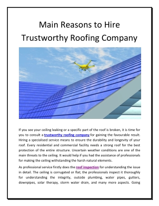 Main Reasons to Hire Trustworthy Roofing Company