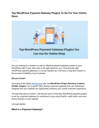 Top WordPress Payment Gateway Plugins To Go For Your Online Store