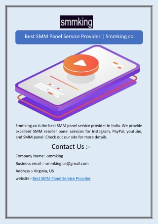 Best SMM Panel Service Provider | Smmking.co