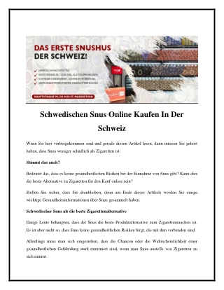 Schwedischen Snus Online Kaufen In Der Schweiz