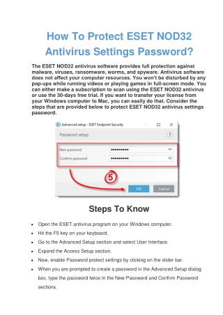 How To Protect ESET NOD32 Antivirus Settings Password?
