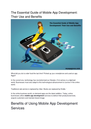 The Essential Guide of Mobile App Development: Their Use and Benefits