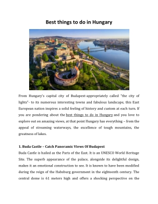 Best things to do in Hungary