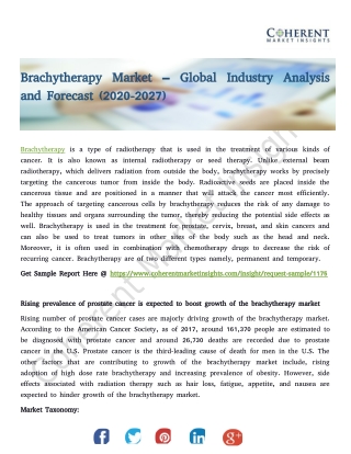 Brachytherapy Market – Global Industry Analysis and Forecast (2020-2027)