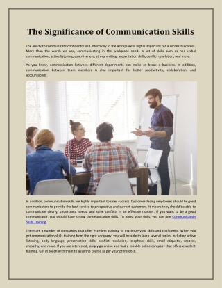 The Significance of Communication Skills