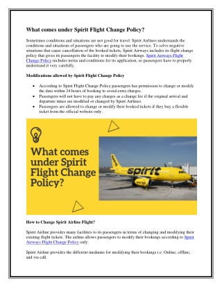 What comes under Spirit Flight Change Policy?