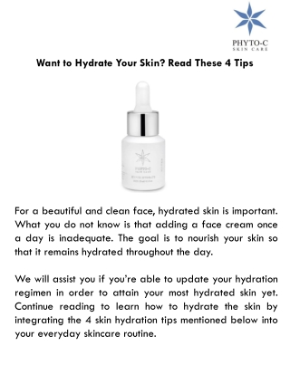 Want to Hydrate Your Skin? Read These 4 Tips