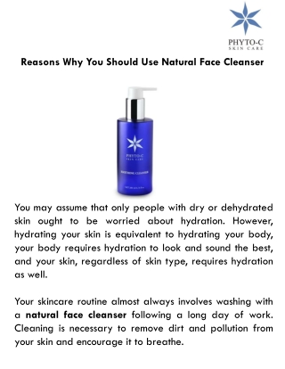 Reasons Why You Should Use Natural Face Cleanser