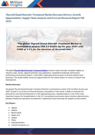 Thyroid Gland Disorder Treatment Market