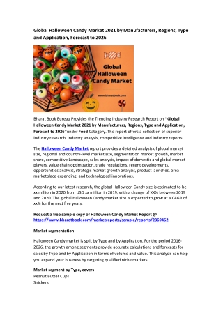 Global Halloween Candy Market 2021 by Manufacturers, Regions, Type and Application, Forecast to 2026