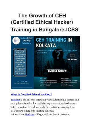 The Growth of CEH (Certified Ethical Hacker)Training in Bangalore-ICSS