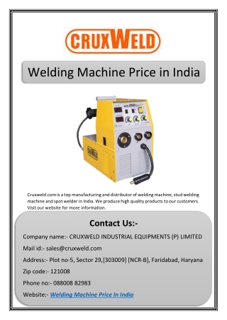 Welding Machine Price in India