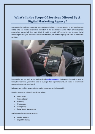 What’s In the Scope Of Services Offered By A Digital Marketing Agency