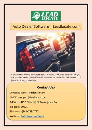 Auto Dealer Software | Leadlocate.com