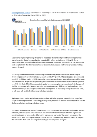 Brewing Enzymes Market – Industry Analysis and Forecast (2019-2027)