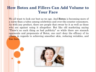 How Botox and Fillers Can Add Volume to Your Face