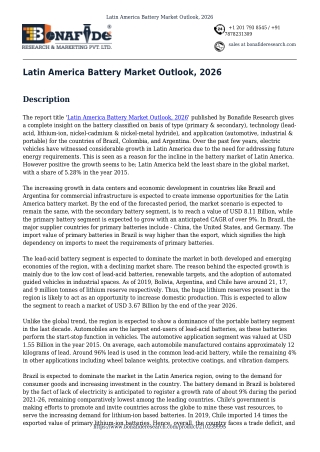 Latin America Battery Market Outlook, 2026