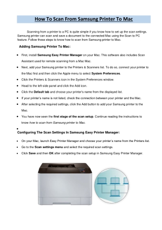 How To Scan From Samsung Printer To Mac | Easy Guidelines