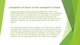 Limitations of Donor in hair transplant in Dubai