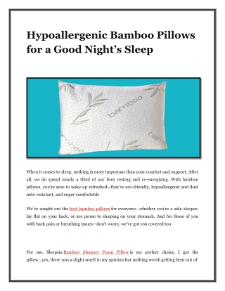 Hypoallergenic Bamboo Pillows for a Good Night’s Sleep