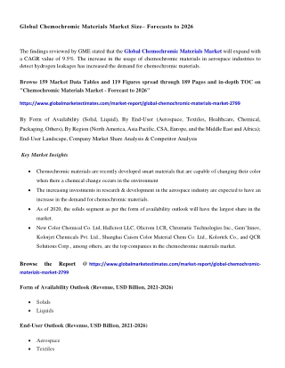 Chemochromic Materials Market Size - Forecasts to 2026