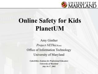 Online Safety for Kids PlanetUM