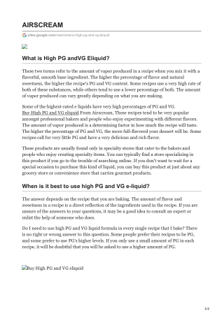 What is High PG andVG Eliquid?