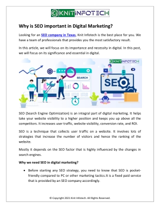 Why is SEO important in Digital Marketing?