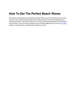 How To Get The Perfect Beach Waves