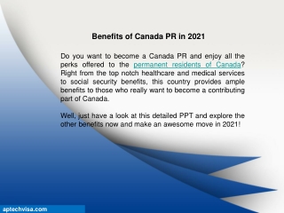 Benefits of Canada PR in 2021