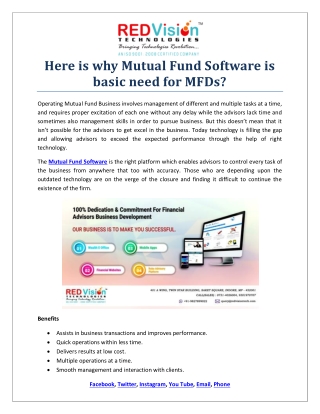 Why Mutual Fund Software provides Dashboard Feature?