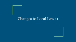 Changes to Local Law 11